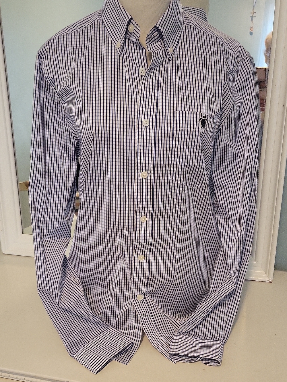 Simply Southern  Unisex Blue and White Checked Button-Down Shirt